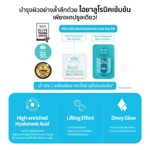 Wellage Real Hyaluronic Bio Capsule & Blue Solution เซรั่ม 